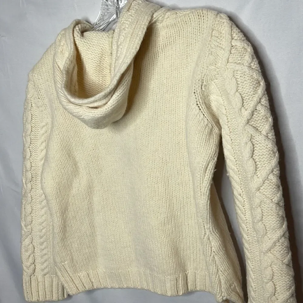 Paul James 100% Wool Fisherman Hooded Sweater. Size XS.